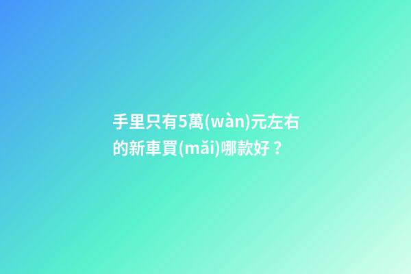 手里只有5萬(wàn)元左右的新車買(mǎi)哪款好？